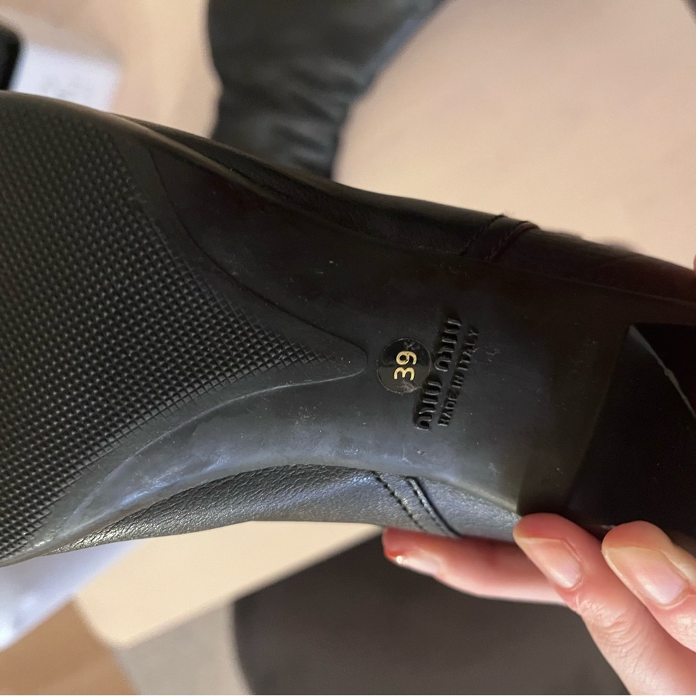 authentic Miu Miu ankle zip up black leather heeled boots - Picture 2 of 3
